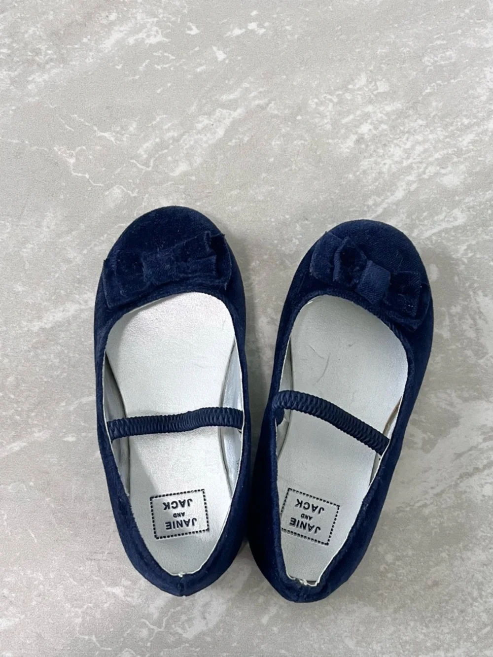 Janie and Jack Navy Blue Velvet Mary Jane Flats- Size 7
